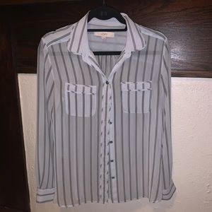 LOFT sheer striped button down